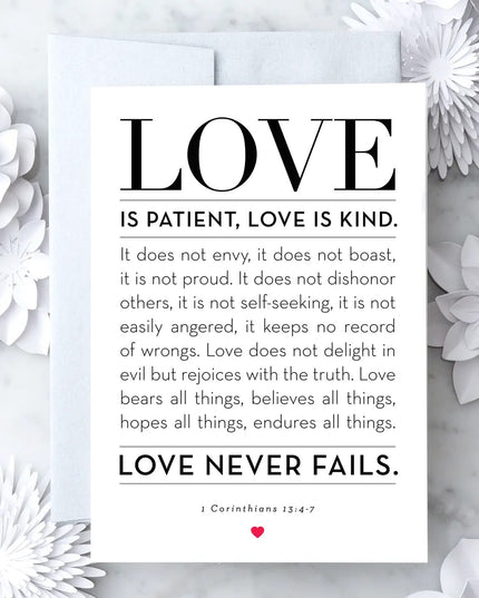Love is patient, love is kind... (I Corinthians 13: 4-7) Wedding Card