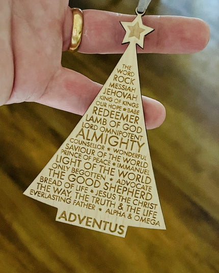 Adventus Names of Christ wooden Tree Ornamemt