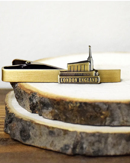 Preston England Temple Tie Bar. Antique Gold