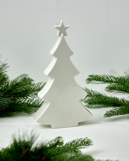 Christmas Tree Ornament White Ceramic