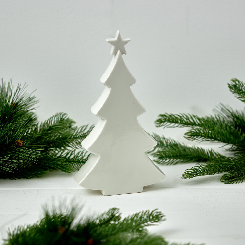 Christmas Tree Ornament White Ceramic