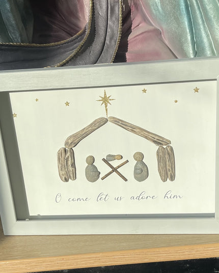 Pebble Nativity Framed Plaque