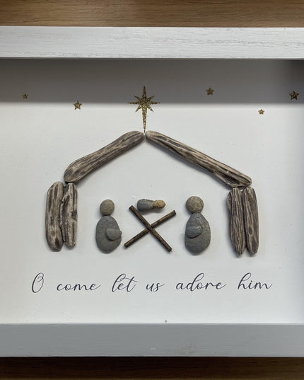 Pebble Nativity Framed Plaque