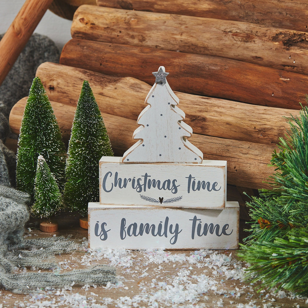 Wooden Christmas Time Tree Block