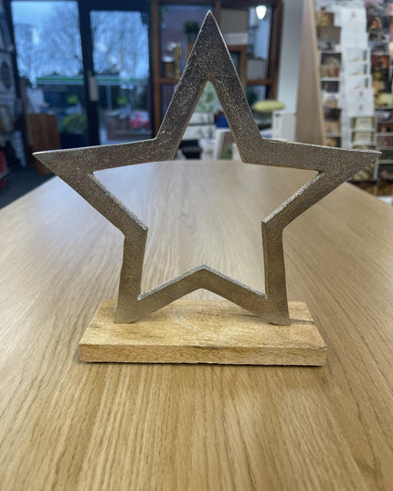 Metal Star Table Top Star Decoration SILVER