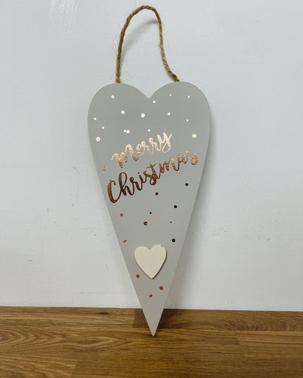 Merry Christmas Double Heart Plaque