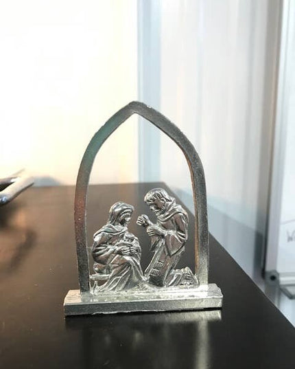 Pewter Handmade Nativity Figurine - Nativity with Arch
