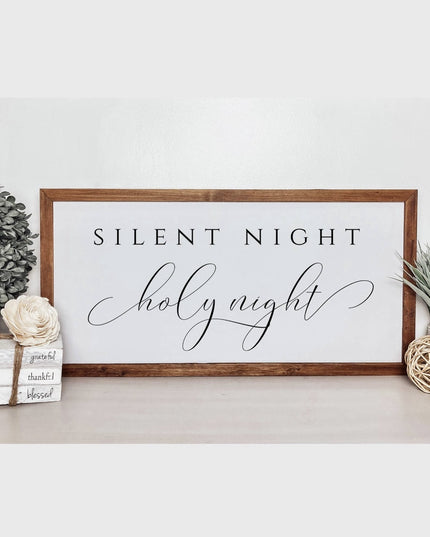 Silent Night Holy Night Christmas Farmhouse Sign
