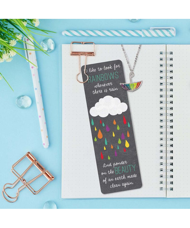 Baptism rainbow necklace and bookmark
