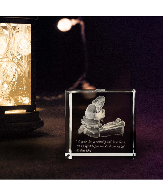 Laser Engraved Crystal Cube - Wondering Awe Crystal Cube