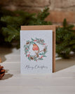 ROBIN WITH FOLIAGE WREATH
