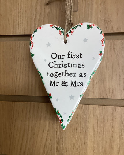 Ceramic Mr & Mrs Hanging Heart