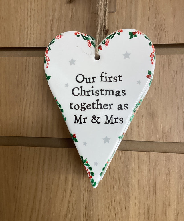 Ceramic Mr & Mrs Hanging Heart