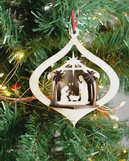 Stable Nativity Scene Christmas Ornament
