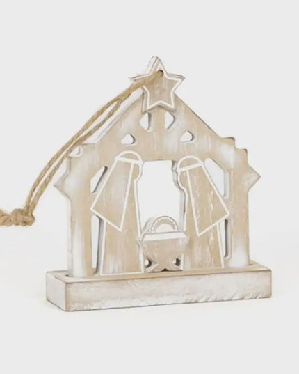 Wooden Nativity Ornament