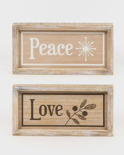 Love & Peace Reversible Wooden Sign
