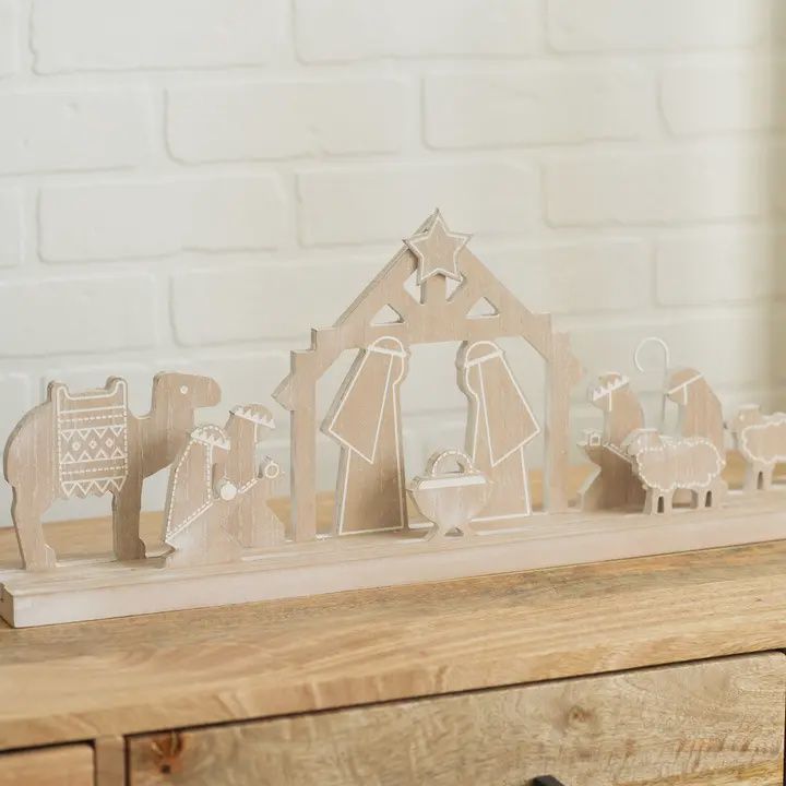 Wooden Nativity Decor