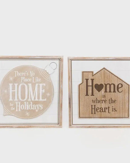 Home Is Where The Heart Is Reversible Wooden Sign