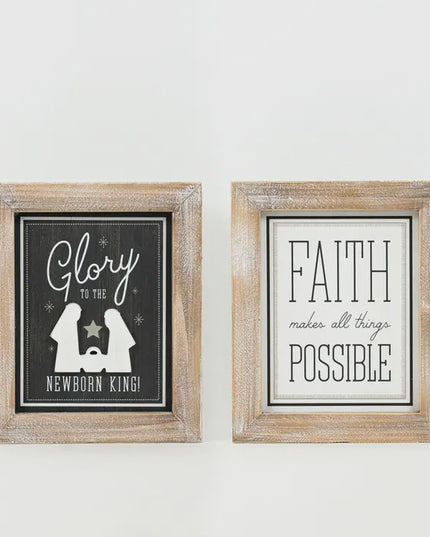 Faith Makes All Things Possible Reversible Wooden Sign