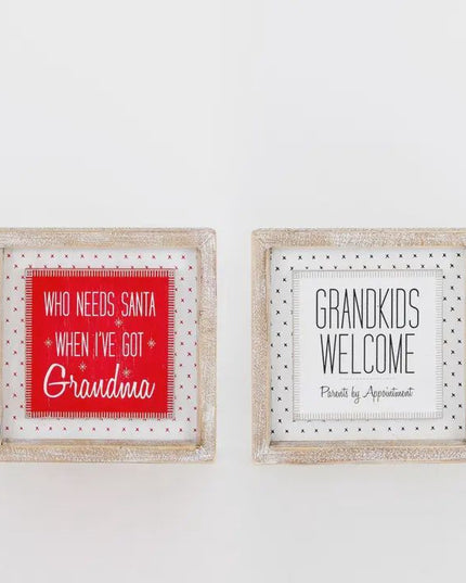 GrandKids Welcome Reversible Wooden Sign