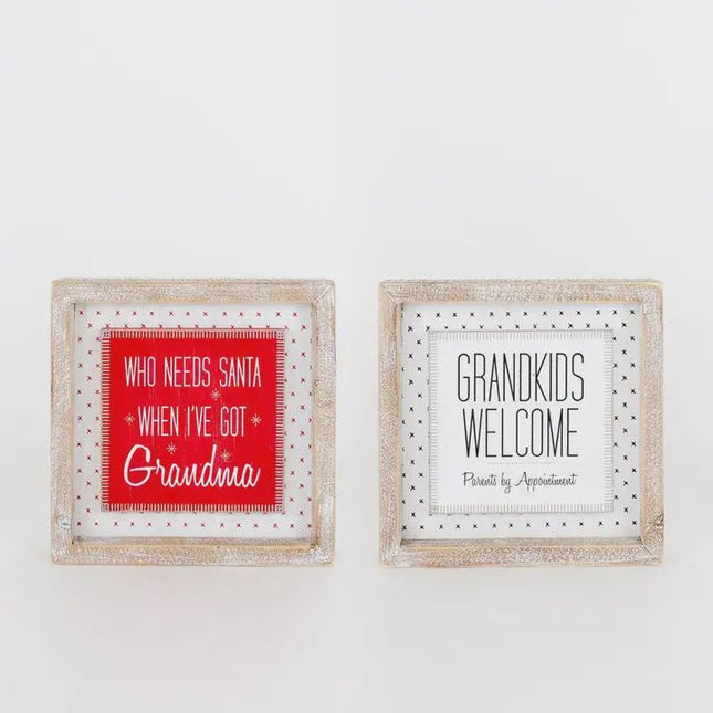 GrandKids Welcome Reversible Wooden Sign