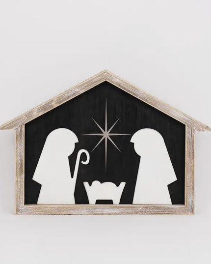 Framed Nativity Wooden Sign