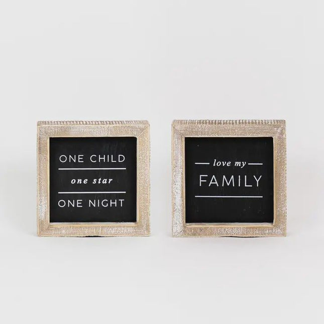 Love My Family Reversible Wooden Sign