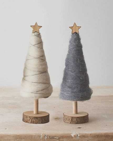 Wooden and Woollen Tree Decorations, 20cm