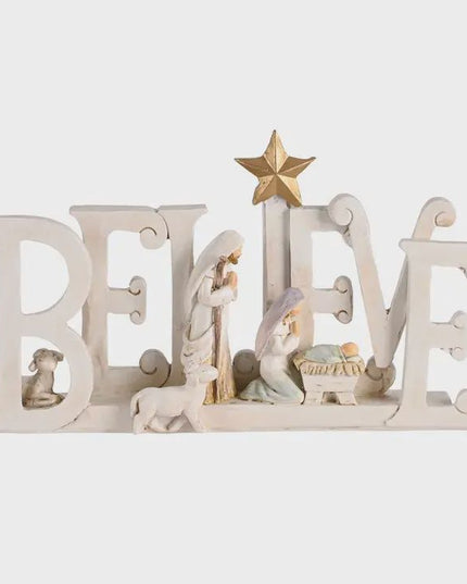 Nativity Holy Family Believe Star 5"High