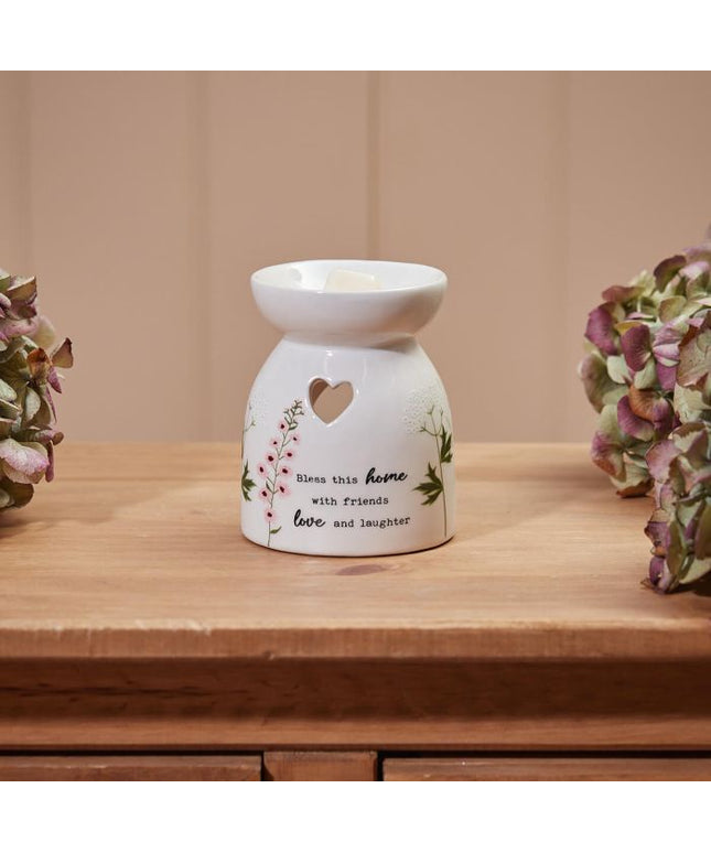 Floral Bless This Home Wax Burner