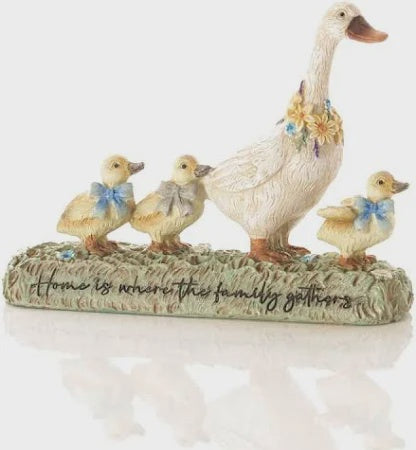 Resin Goose with Ducklings Home Ornament