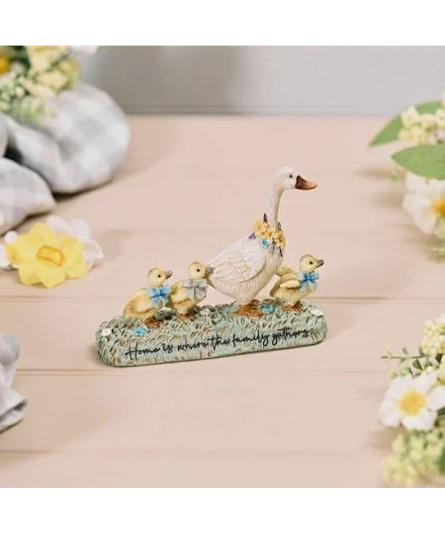Resin Goose with Ducklings Home Ornament