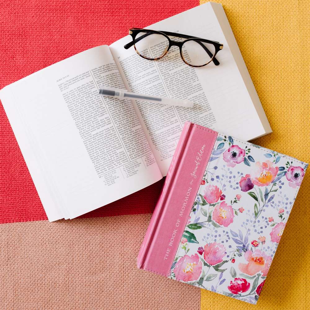 The Book of Mormon, Journal Edition. Pink Floral (No Index) Hardcover