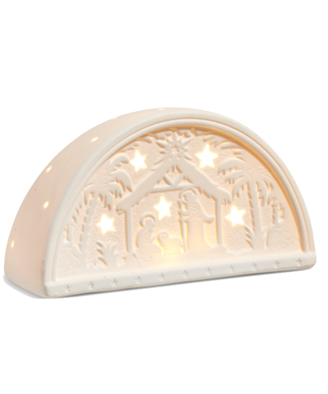 Light-up Porcelain Nativity 4" tall