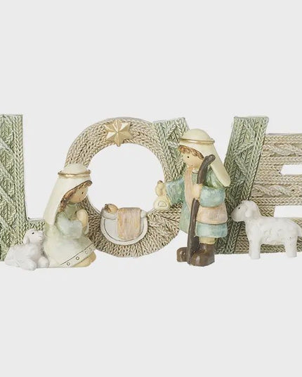 Resin Knitted Nativity Love Sign