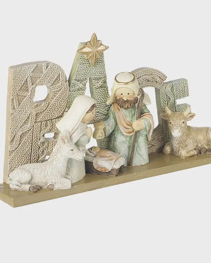 Resin Knitted Nativity Peace Sign