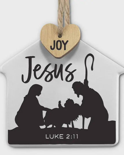 Ornament Stable Tag Jesus Twine Hanger
