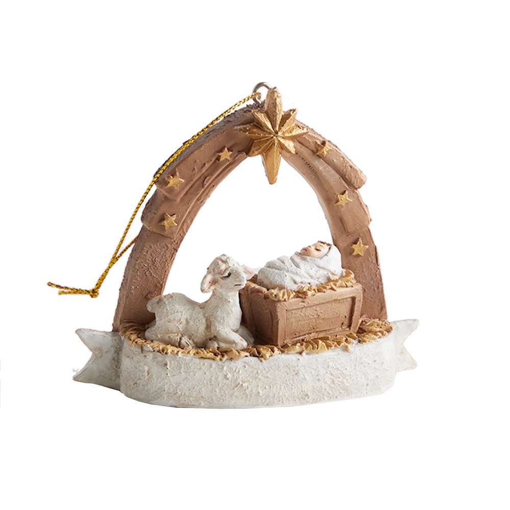 Starry Night Baby Jesus with Lamb Ornament