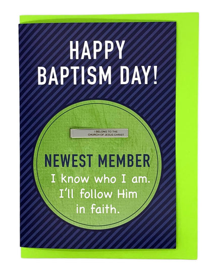 Baptism Greeting Card with "I Belong." Tie Bar