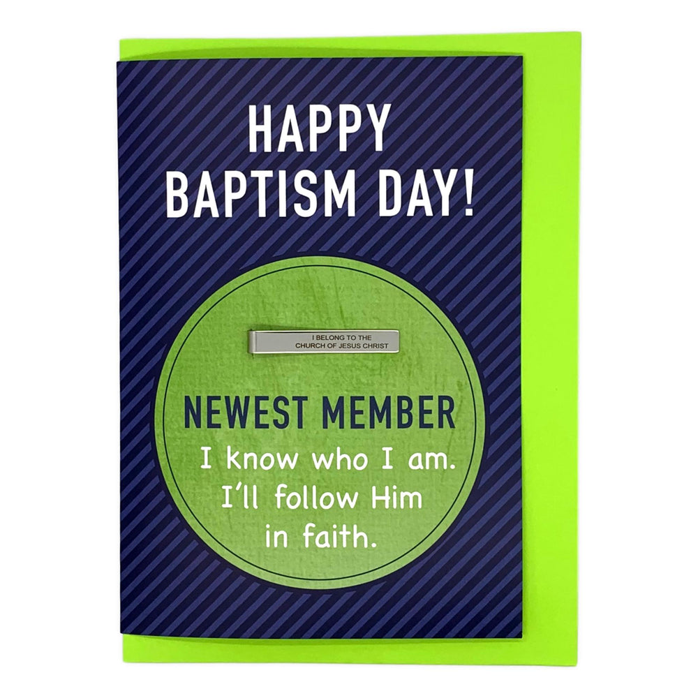 Baptism Greeting Card with "I Belong." Tie Bar
