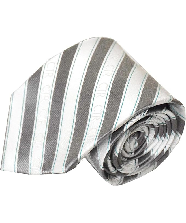 Youth CTR Silver and White Stripe Microfiber Necktie