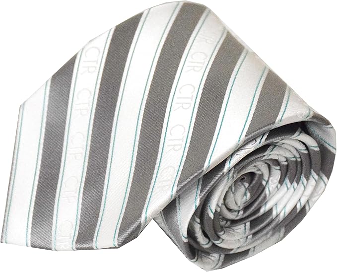 Youth CTR Silver and White Stripe Microfiber Necktie