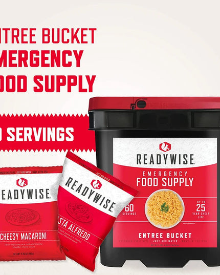 ReadyWise, 60 Servings, Lunch & Dinner, 13 Different Recipies, Grab & Go, Freeze Dried, Up To 25 Years Shelf Life, Emergency Food, 7 Days Food For 1 Person
