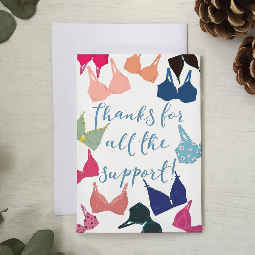 Thanks For All the Support Bra Thank You Card