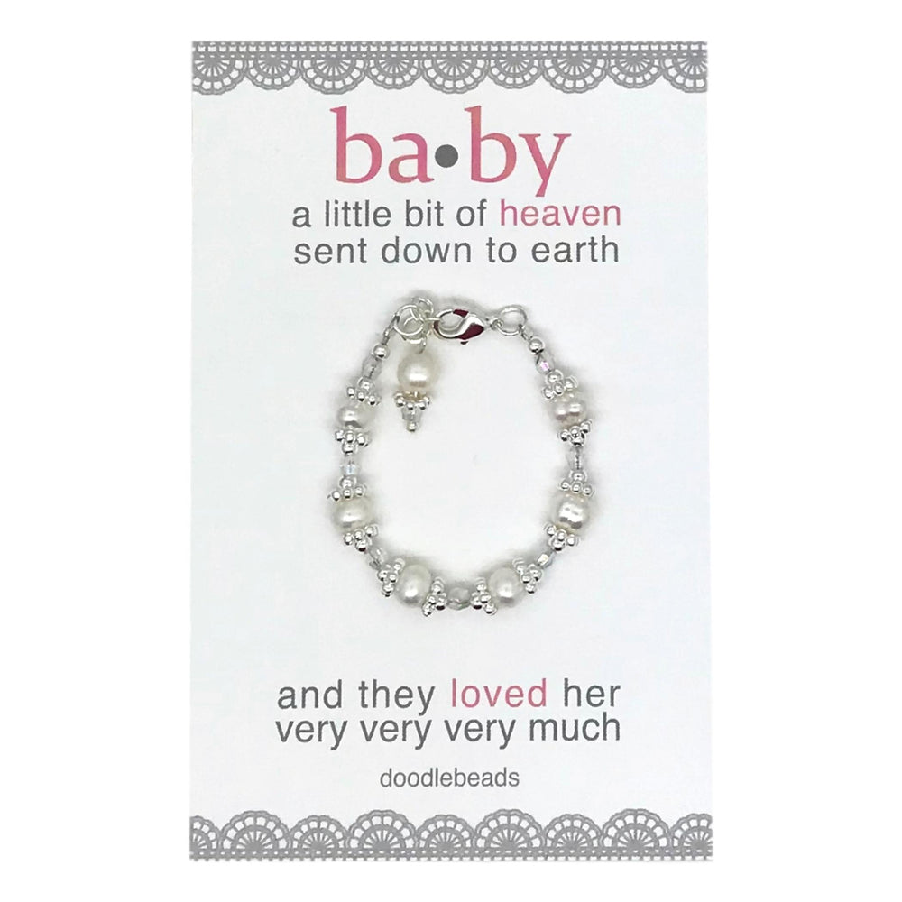 Silver Pearl and Crystal Baby Bracelet