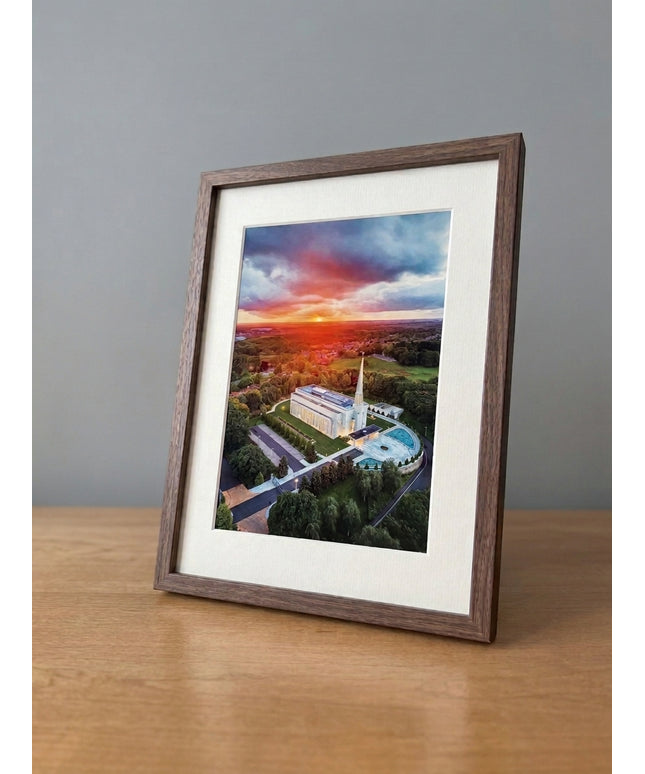 Preston Temple Arial View, by Jonathan Ellison A5 Print