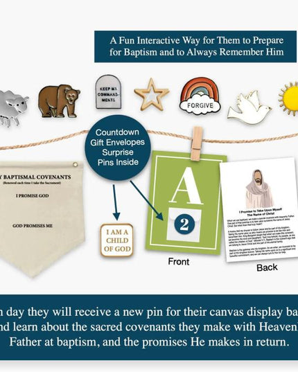 Happy Baptism Day Countdown Banner with Pins and Canvas