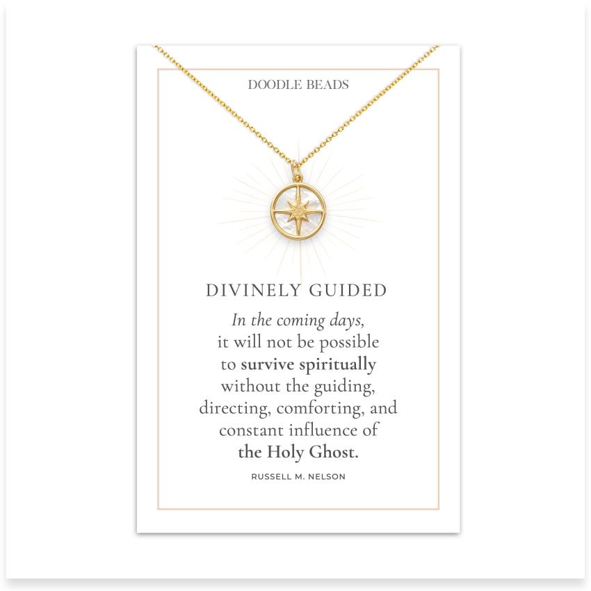 Divinely Guided Mother of Pearl Compass Necklace