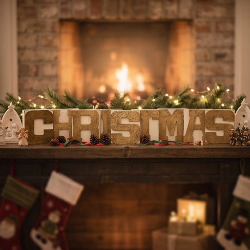 Christmas wooden word blocks