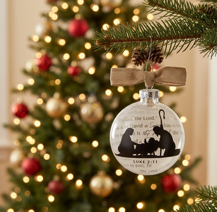 Glass Holy Family Silhouette Ornament